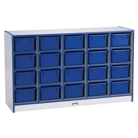 Jonti-Craft Rainbow Accents 20 Cubbie-Tray Mobile Storage, with Trays, Blue 0421JCWW003